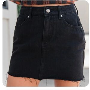 Pink Lily Classic Black Denim Skirt